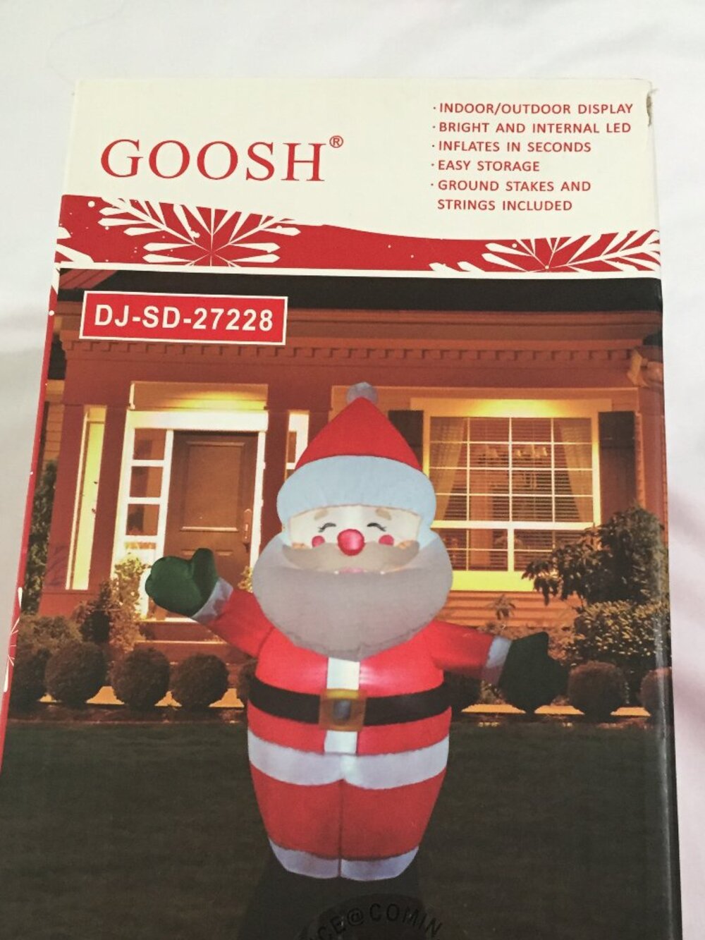 GOOSH Waving Christmas Inflatable Santa Decorations, Outdoor Christmas 5' NIB